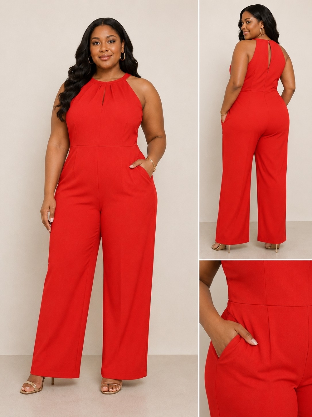 Julia Jordan Halter Wide Leg Jumpsuit Size 16 Plus Formal Evening Cocktail